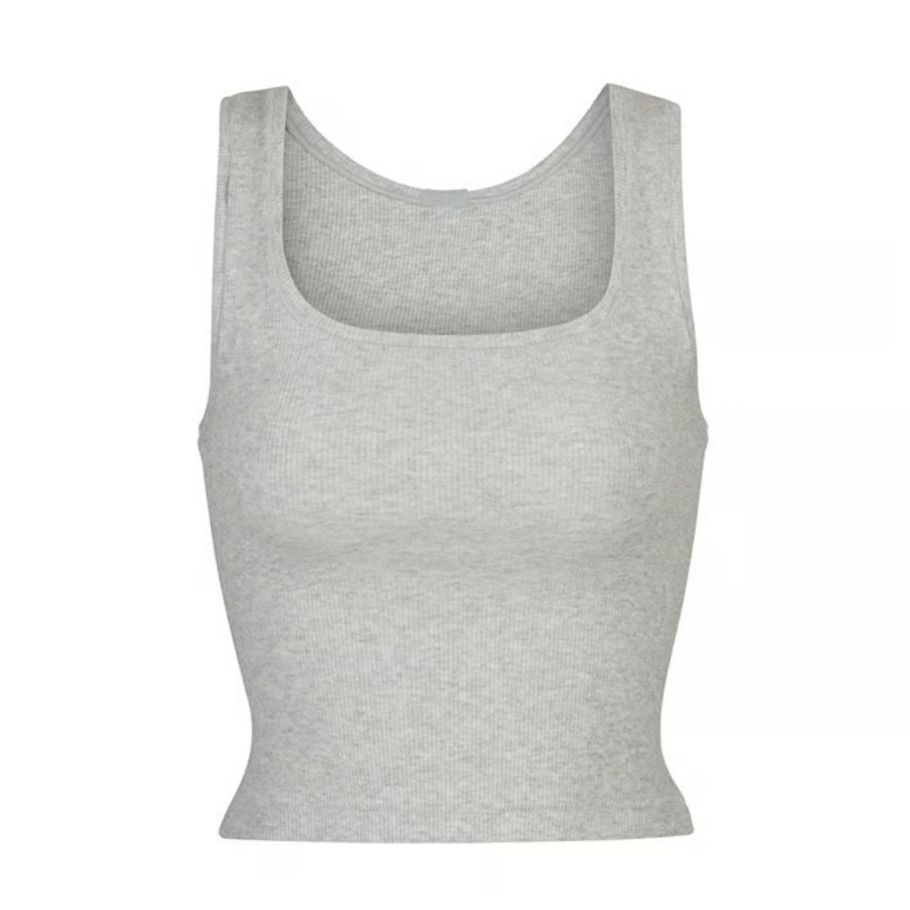 SKIMS Heather Gray Cotton Ribbed Tank Top